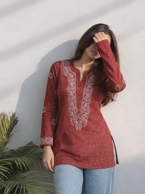 Astatic girls Minimal Marron Kurta