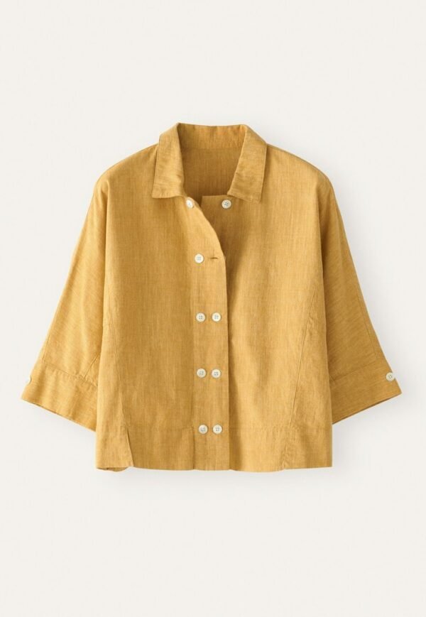 Hemp & cotton double-breasted blouse Orange stylish Kurta