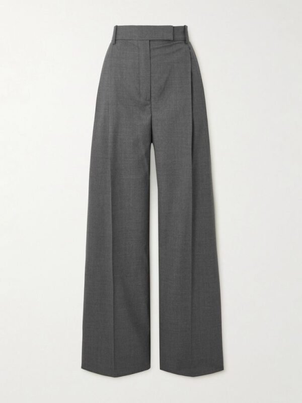 RÓHE - Pleated Wool-blend Wide-leg Pants - Gray - FR 34 Grey Formal Pants