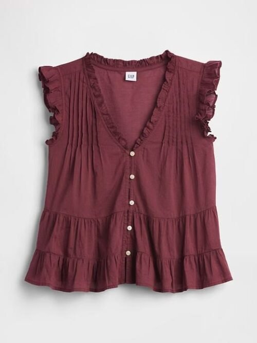 Tiered Ruffle Top Stylish maron Tops