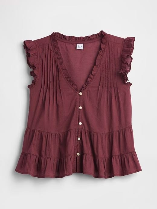 Tiered Ruffle Top Stylish maron Tops